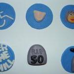12 Fondant Over The Hill Themed Cupcake Toppers-..