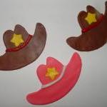 12 Fondant Cowboy/cowgirl Hat Cupcake Toppers-..