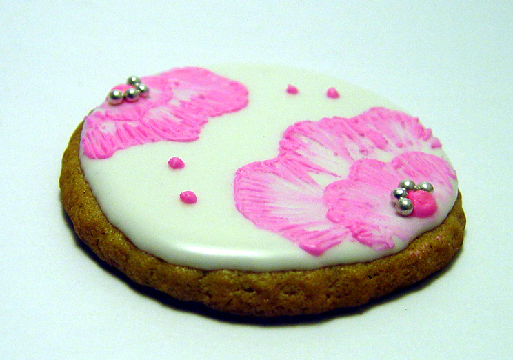 One Dozen (12) Brushed Flower Embroidered Decorated Cookies
