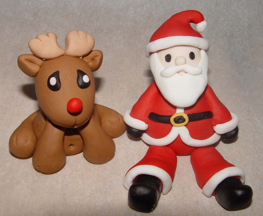 Fondant Reindeer Or Santa Claus Cake Topper (4 Piece Set)