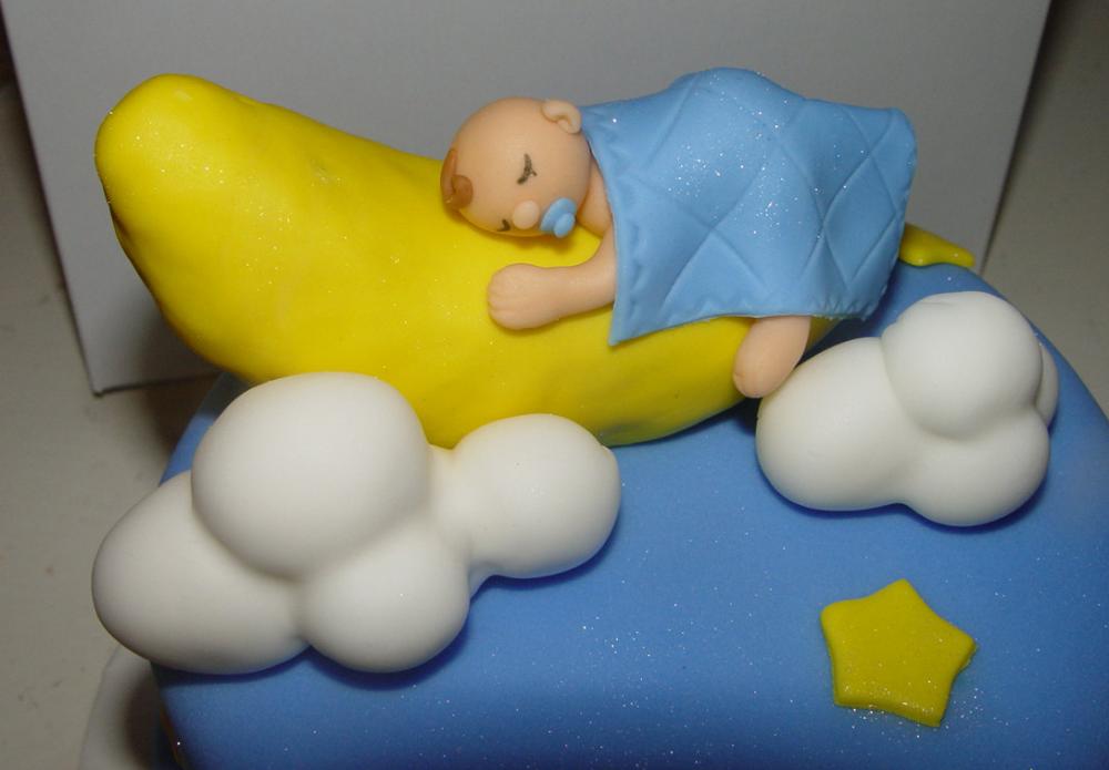 Fondant Moon & Stars Themed Baby Cake Topper Set