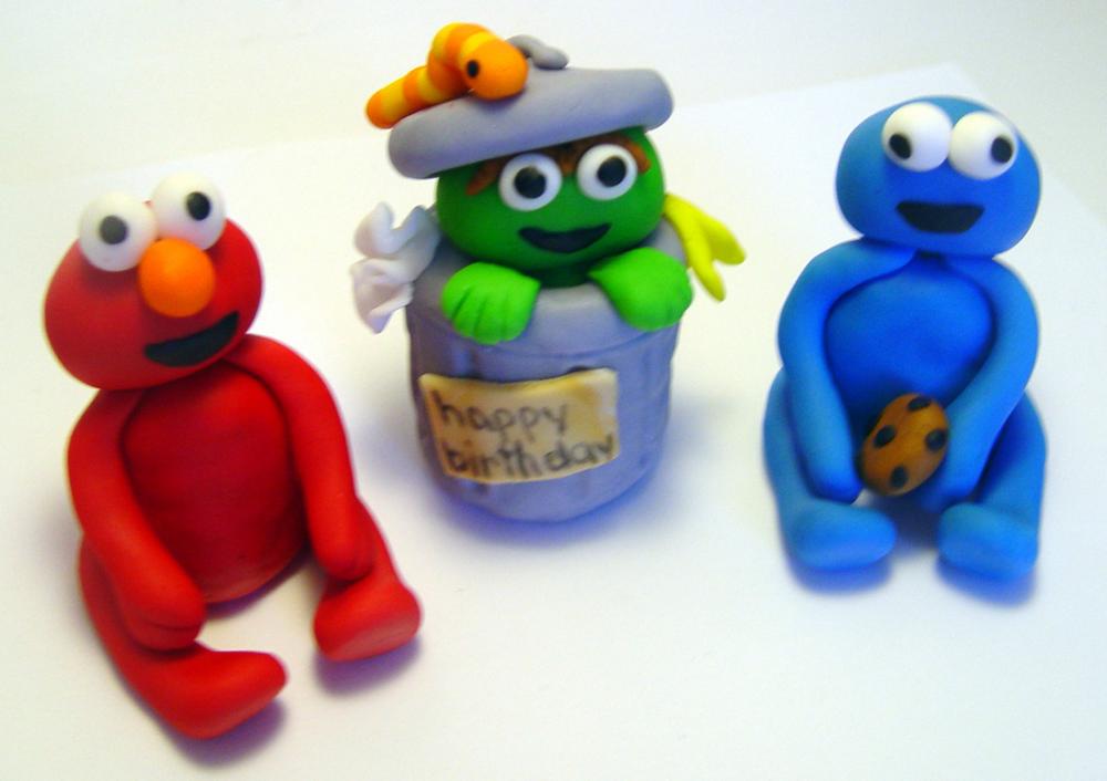 Fondant Sesame Street Inspired Cake Toppers (set Of 3)
