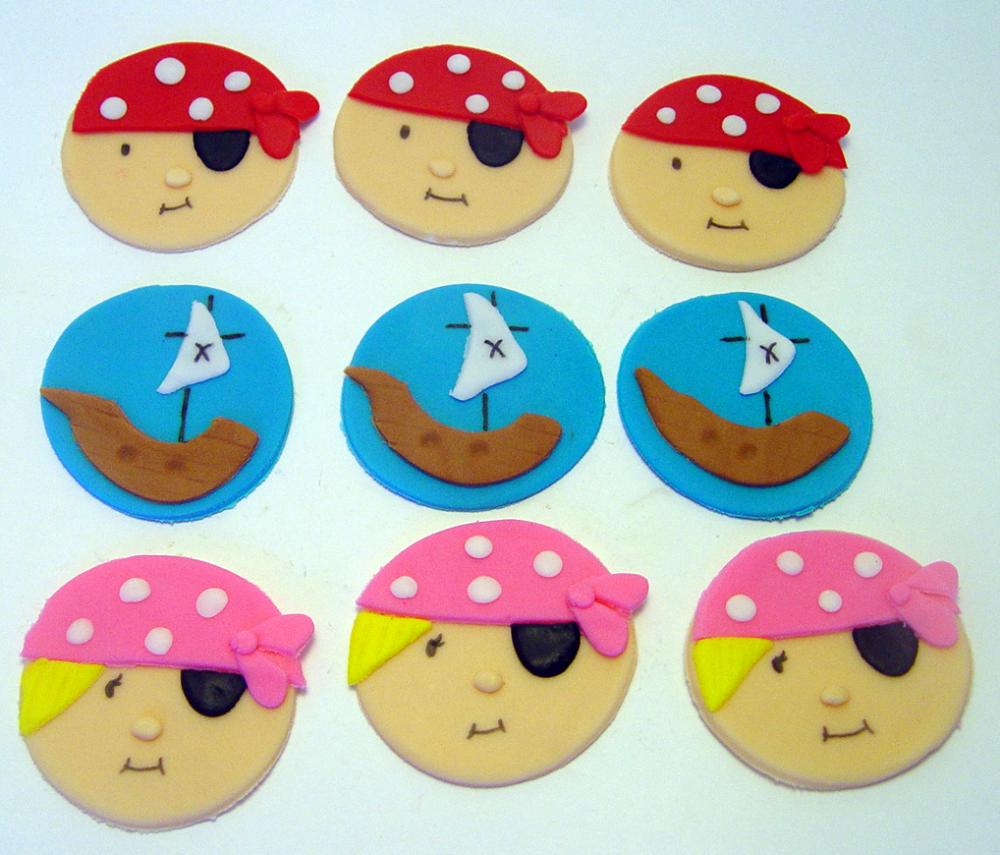 12 Fondant Pirate Cupcake Toppers