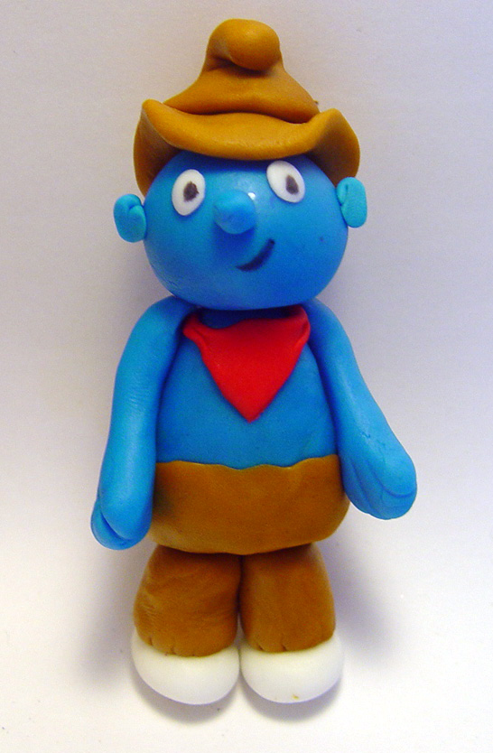 Set Of 4 Fondant "smurf Inspired" Figure Cake Toppers