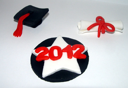 12 Fondant Graduation Themed Cupcake Toppers