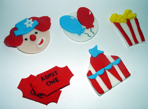 Fondant Circus Themed Cupcake Toppers