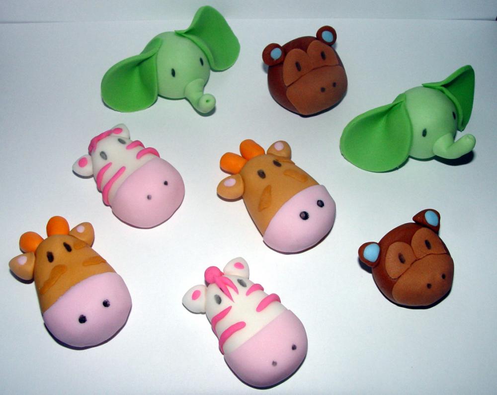 12 Fondant 3d Jungle/safari Animal Cupcake Toppers on Luulla