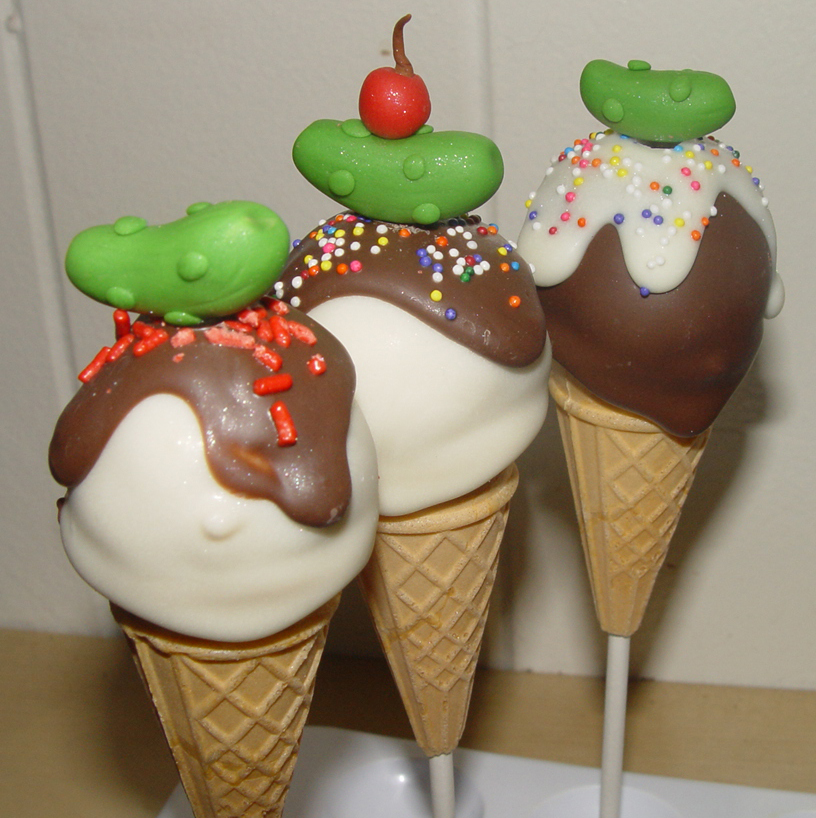 One Dozen "ice Cream & Pickles" Cake Pops on Luulla